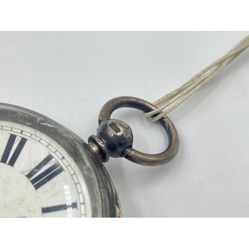 2269 - A Victorian Thomas R. Russell & Co. hallmarked Chester silver cased open face key wind pocket watch,... 