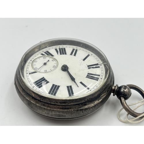 2269 - A Victorian Thomas R. Russell & Co. hallmarked Chester silver cased open face key wind pocket watch,... 