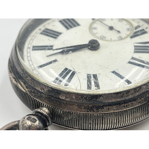 2269 - A Victorian Thomas R. Russell & Co. hallmarked Chester silver cased open face key wind pocket watch,... 