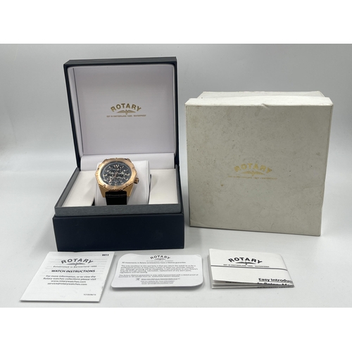 2270 - A boxed and as new Rotary automatic 46mm men's skeleton wristwatch with Miyota 8N24 movement, origin... 