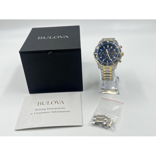 2272 - A boxed Bulova 98A246 quartz 45mm men's chronograph wristwatch with intact stickers and crown protec... 