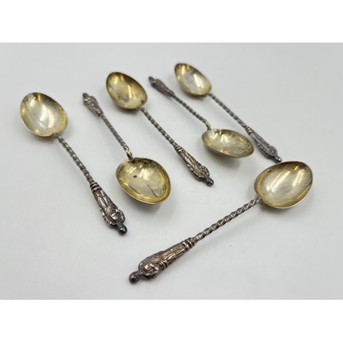 2287 - Six Edwardian William Devenport hallmarked Birmingham silver apostle teaspoons, dated 1909 - approx.... 