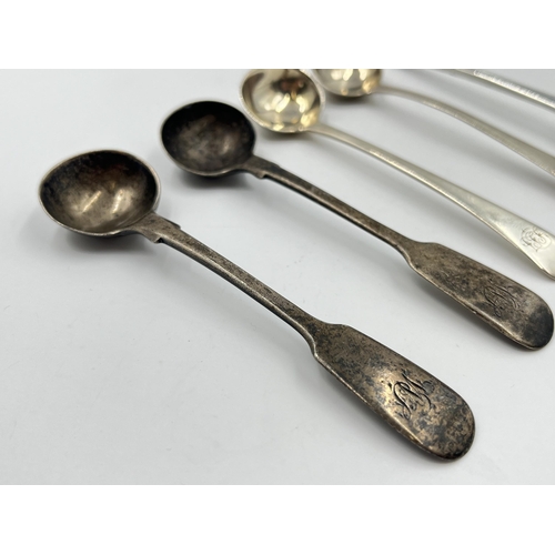 2289 - Five hallmarked sterling silver miniature ladles to include Georgian etc. - approx. gross weight 60g