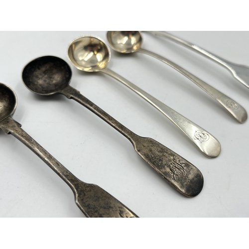 2289 - Five hallmarked sterling silver miniature ladles to include Georgian etc. - approx. gross weight 60g