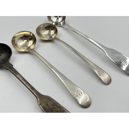 2289 - Five hallmarked sterling silver miniature ladles to include Georgian etc. - approx. gross weight 60g