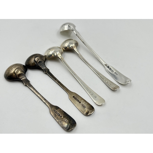 2289 - Five hallmarked sterling silver miniature ladles to include Georgian etc. - approx. gross weight 60g