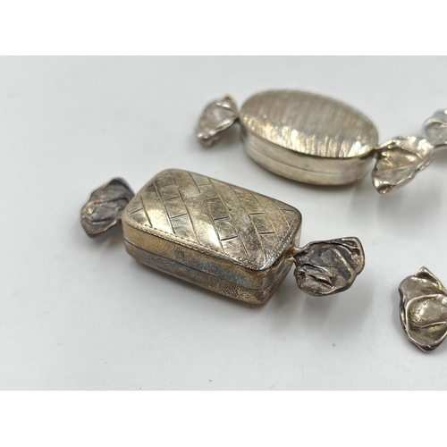 2290 - Four hallmarked sterling silver novelty sweet trinket boxes - approx. gross weight 46g