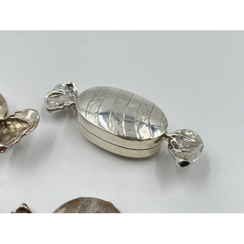 2290 - Four hallmarked sterling silver novelty sweet trinket boxes - approx. gross weight 46g