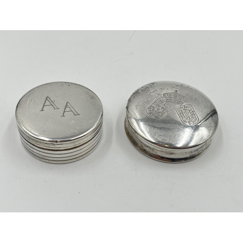 2291 - Two hallmarked sterling silver trinket boxes - approx. gross weight 58g