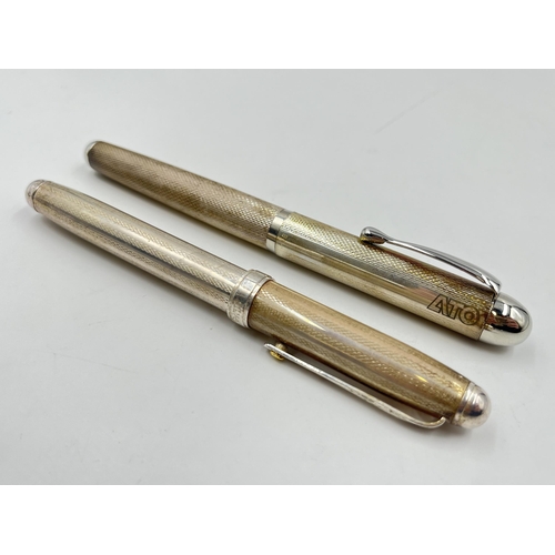 2302 - Two .925 silver fountain pens - approx. gross weight 78g