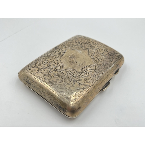 2304 - A George V J Gloster Ltd hallmarked Birmingham silver cigarette case, dated 1916 - approx. gross wei... 