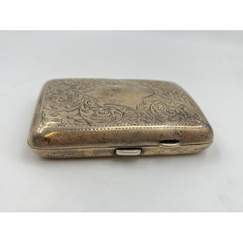 2304 - A George V J Gloster Ltd hallmarked Birmingham silver cigarette case, dated 1916 - approx. gross wei... 