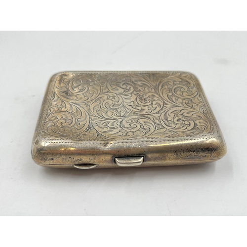 2304 - A George V J Gloster Ltd hallmarked Birmingham silver cigarette case, dated 1916 - approx. gross wei... 