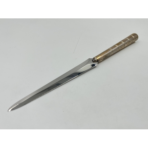 2310 - A hallmarked sterling silver handled letter opener - approx. gross weight 47g and 22cm long