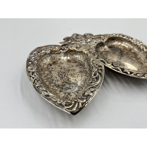 2312 - A Victorian hallmarked Birmingham silver double trinket dish, dated 1893 - approx. gross weight 38g ... 