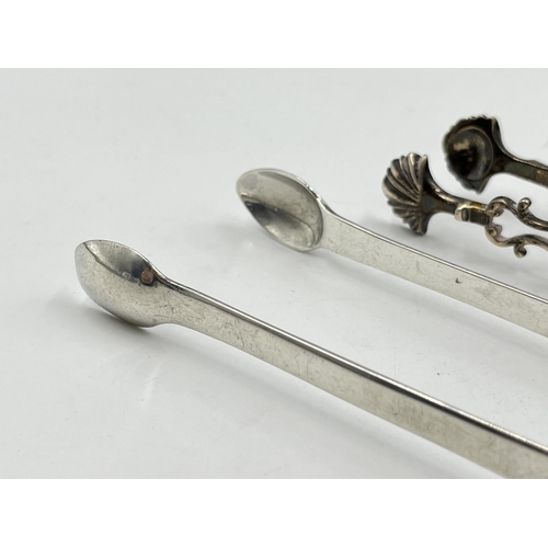 2320 - Three pairs of antique hallmarked sterling silver sugar tongs - approx. gross weight 105g