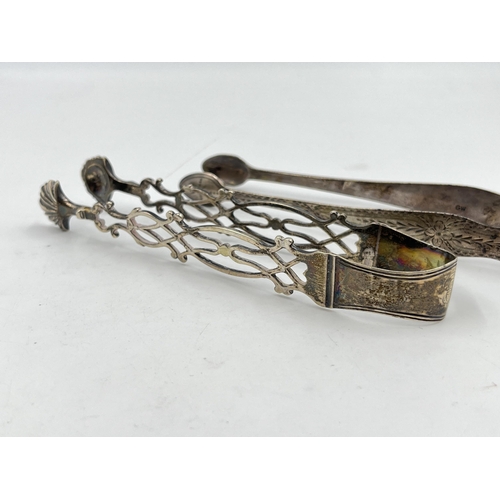 2320 - Three pairs of antique hallmarked sterling silver sugar tongs - approx. gross weight 105g