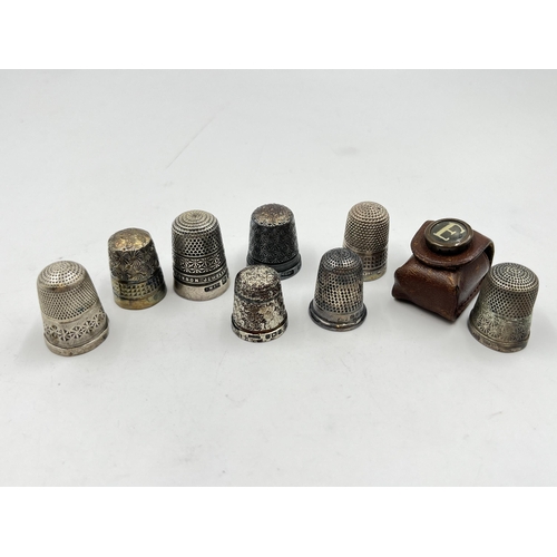 2331 - Eight hallmarked sterling silver thimbles to include Charles Horner etc. - approx. gross weight 36g