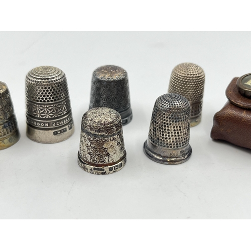 2331 - Eight hallmarked sterling silver thimbles to include Charles Horner etc. - approx. gross weight 36g