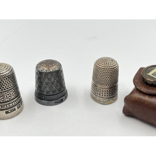 2331 - Eight hallmarked sterling silver thimbles to include Charles Horner etc. - approx. gross weight 36g