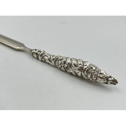 2335 - An Edwardian hallmarked Birmingham silver handled letter opener, dated 1904 - approx. gross weight 3... 