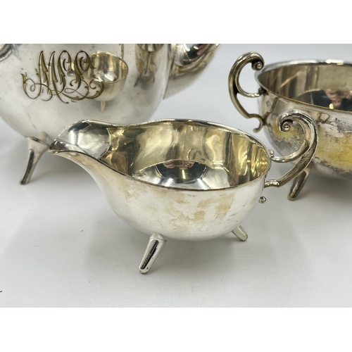 2338 - A late 19th century John Round & Sons silver plated three piece tea set