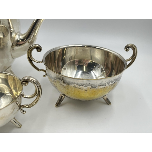 2338 - A late 19th century John Round & Sons silver plated three piece tea set