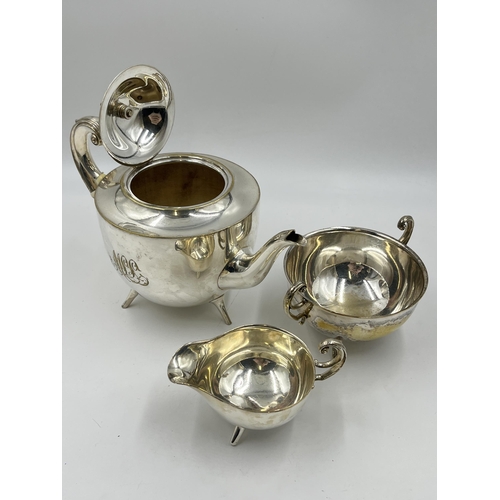 2338 - A late 19th century John Round & Sons silver plated three piece tea set