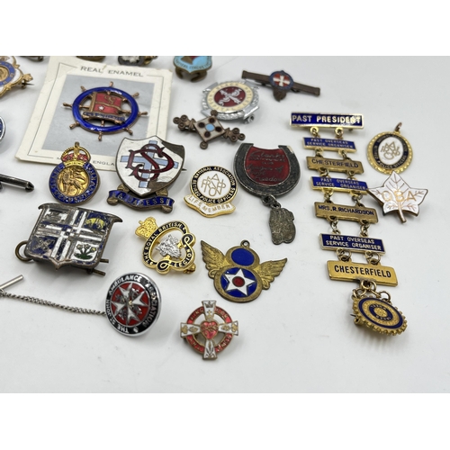 2351 - A collection of base metal and enamel pin badges to include British Legion, Civil Defence Corps etc.