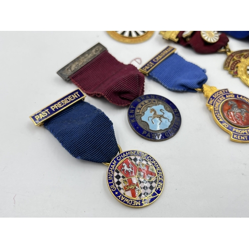 2363 - Six mid 20th century base metal and enamel medals