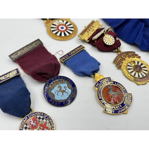 2363 - Six mid 20th century base metal and enamel medals