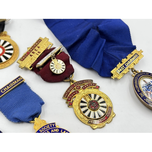 2363 - Six mid 20th century base metal and enamel medals