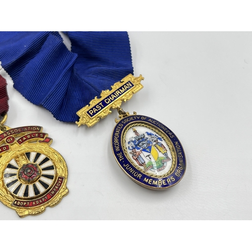 2363 - Six mid 20th century base metal and enamel medals