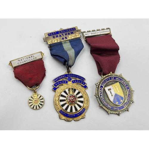 2364 - Three hallmarked sterling silver and enamel medals - approx. gross weight 52g