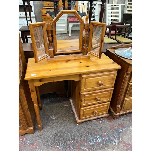 68 - A pine dressing table and mirror