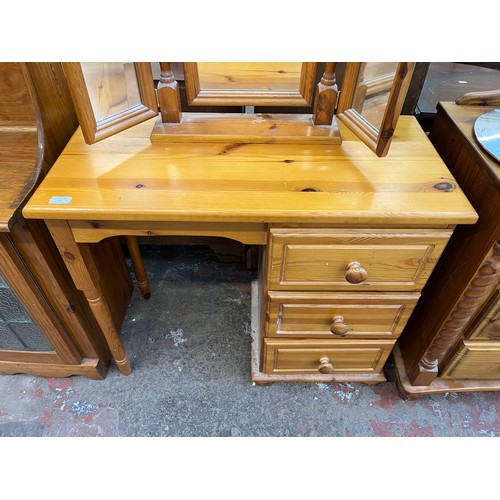 68 - A pine dressing table and mirror