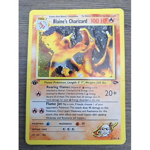 393 - A collection of 1990s Pokémon cards to include Blaine's Charizard, Blaine's Mankey, Brock's Zubat et... 