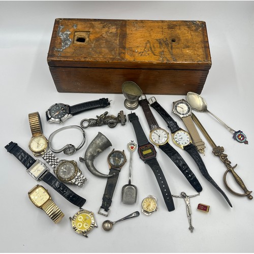 2385 - A collection of items to include mid 20th century Timex mechanical wristwatch, mid 20th century Inge... 