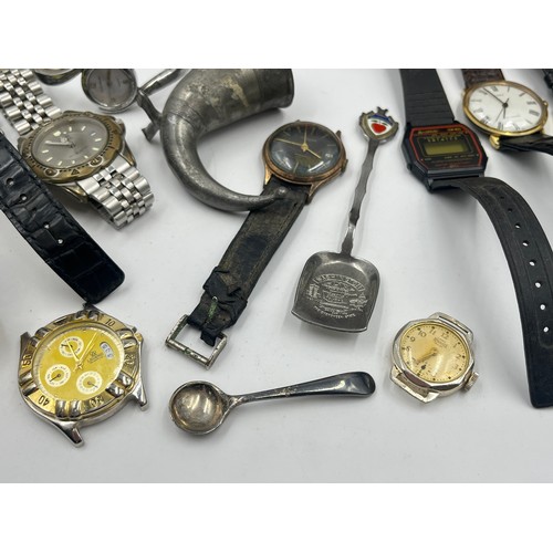 2385 - A collection of items to include mid 20th century Timex mechanical wristwatch, mid 20th century Inge... 