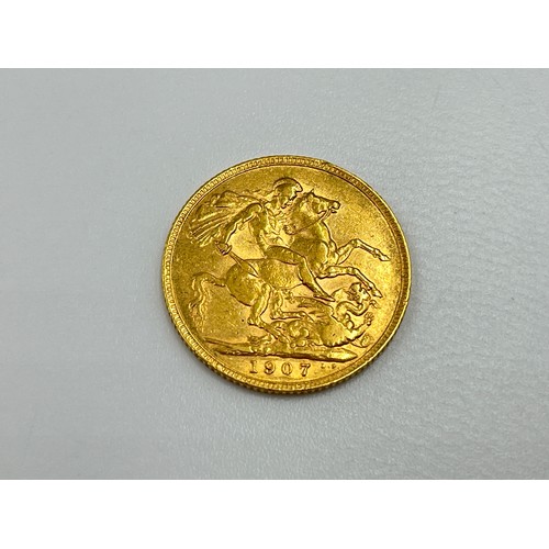 2387 - A 1907 Edward VII 22ct gold full sovereign - approx. gross weight 8g