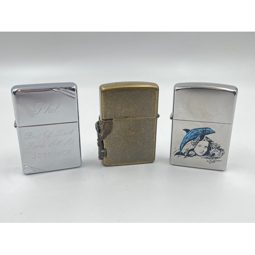 2346 - Three boxed Zippo cigarette lighters, one 207 Mazzi Season, one #230 Brush Chrome FT and one Antique... 