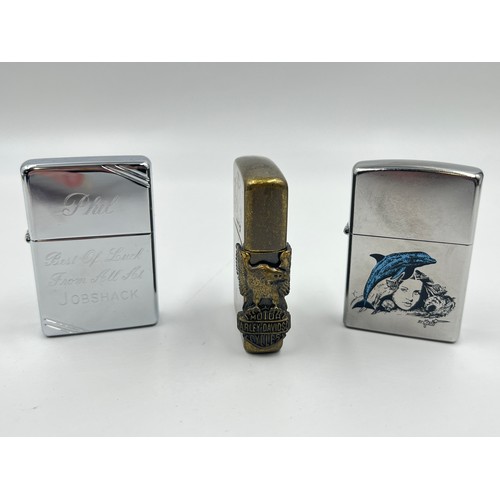 2346 - Three boxed Zippo cigarette lighters, one 207 Mazzi Season, one #230 Brush Chrome FT and one Antique... 