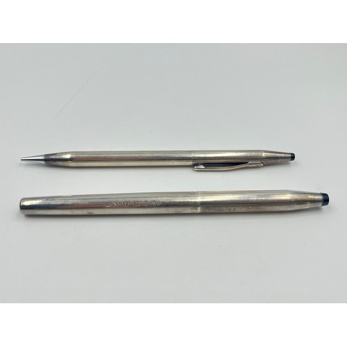 2347 - A boxed Cross .925 silver fountain pen and pencil set - approx. gross weight 37g