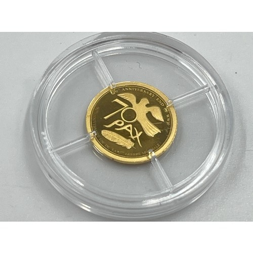 2392 - A 2015 History of Britain 70th Anniversary End of WWII  14ct gold proof coin