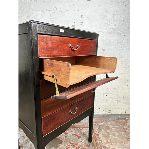 20 - An Edwardian mahogany and ebonised five drawer music cabinet - approx. 91cm high x 50cm wide x 38cm ... 