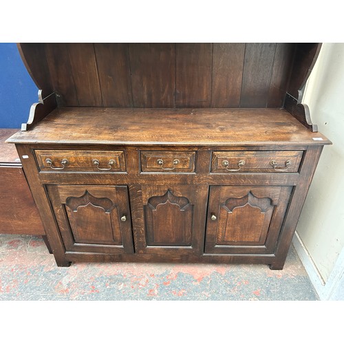 89 - A Titchmarsh & Goodwin style solid oak Welsh dresser - approx. 202cm high x 142cm wide x 48cm deep