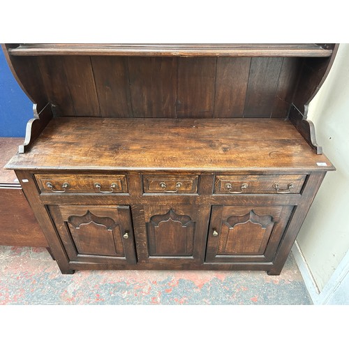 89 - A Titchmarsh & Goodwin style solid oak Welsh dresser - approx. 202cm high x 142cm wide x 48cm deep