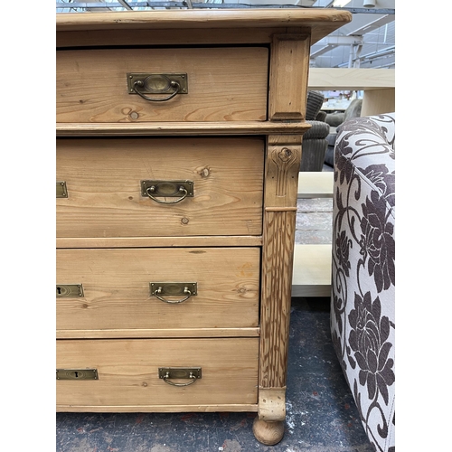 190 - An Art Nouveau pine chest of drawers - approx. 91cm high x 106cm wide x 54cm deep