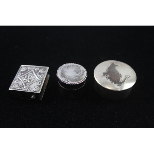 2157 - Three hallmarked .925 sterling silver trinket boxes - approx. gross weight 54g