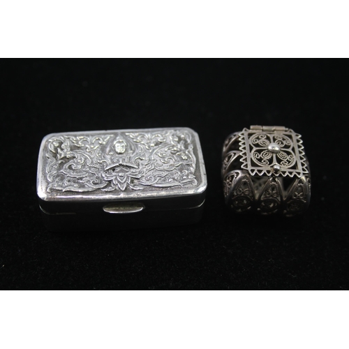 2168 - Two hallmarked .925 and .950 continental silver trinket boxes - approx. gross weight 34g